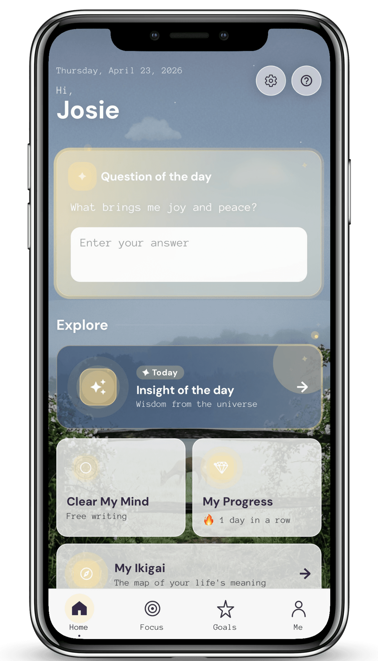 Calling app home screen